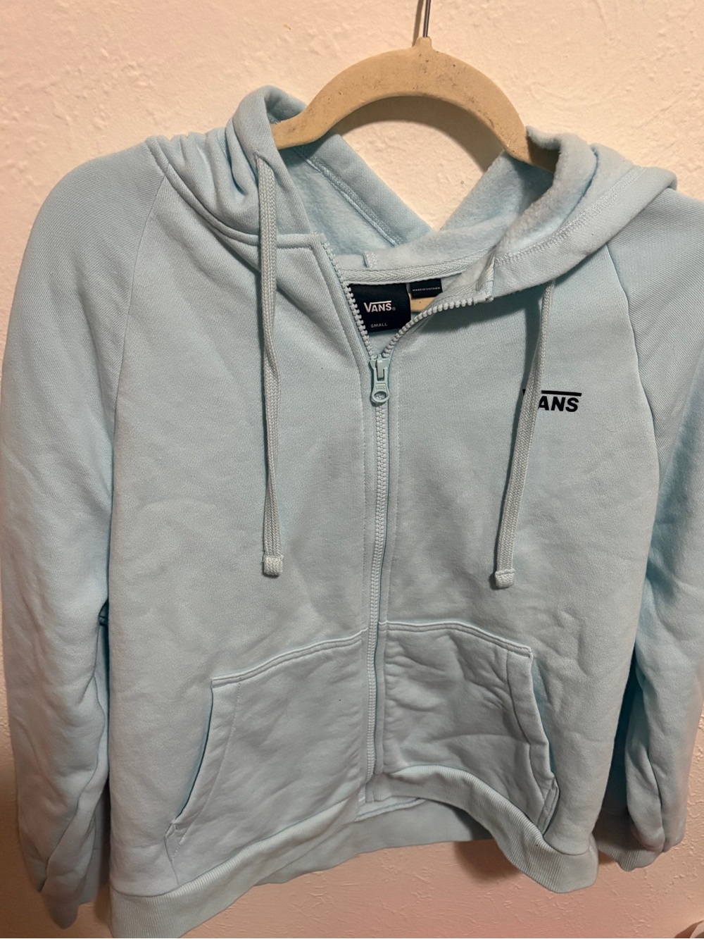 Vans Light Blue Zip-Up Hoodie women's small